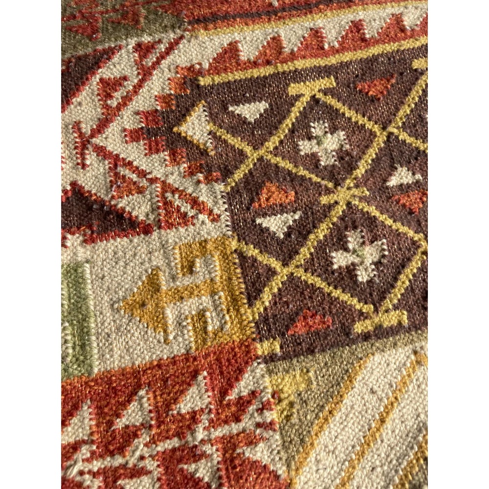 Turkish Kilim square pillow case 17x18” brown orange - Picture 10 of 16